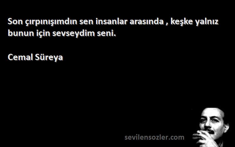 Cemal Süreya - Son çırpınışımdın sen insanlar arasında , keşke yalnız bunun için sevseydim seni.