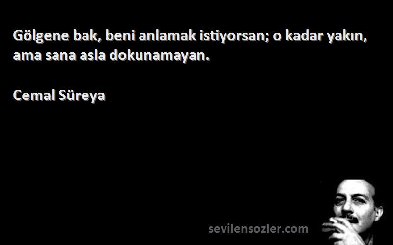 Cemal Süreya - Gölgene bak, beni anlamak istiyorsan; o kadar yakın, ama sana asla dokunamayan.