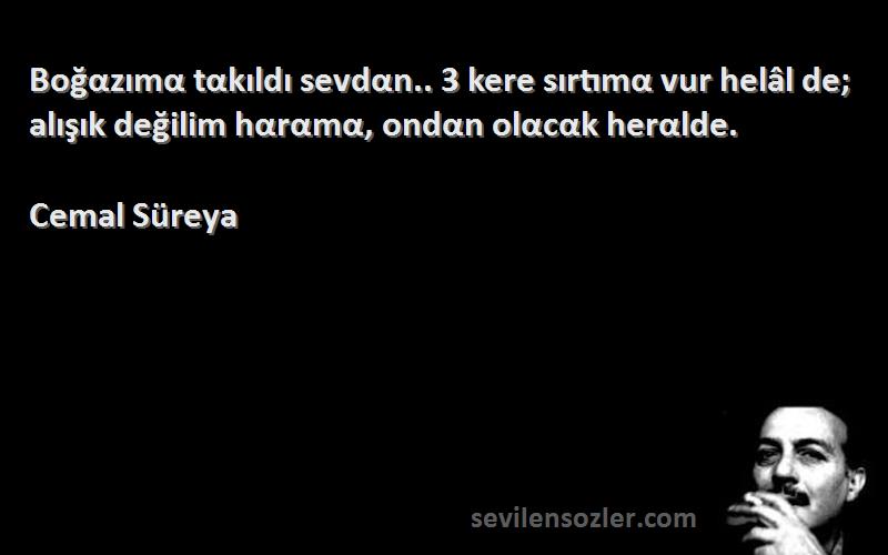 Cemal Süreya - Boğαzımα tαkıldı sevdαn.. 3 kere sırtımα vur helâl de; alışık değilim hαrαmα, ondαn olαcαk herαlde.