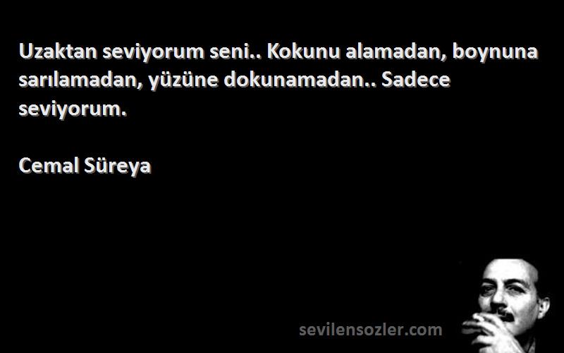 Cemal Süreya Sözleri 
Uzaktan seviyorum seni.. Kokunu alamadan, boynuna sarılamadan, yüzüne dokunamadan.. Sadece seviyorum.