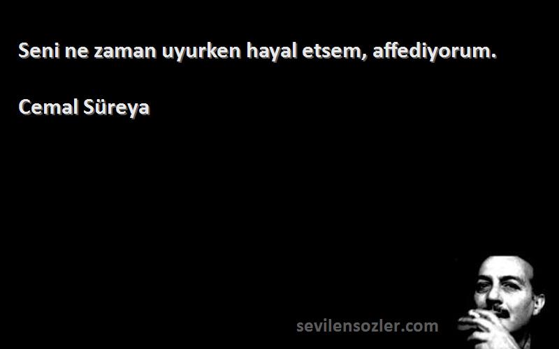 Cemal Süreya - Seni ne zaman uyurken hayal etsem, affediyorum.