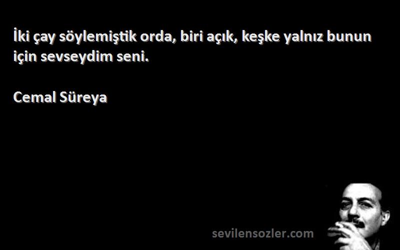 Cemal Süreya Sözleri 
İki çay söylemiştik orda, biri açık, keşke yalnız bunun için sevseydim seni.