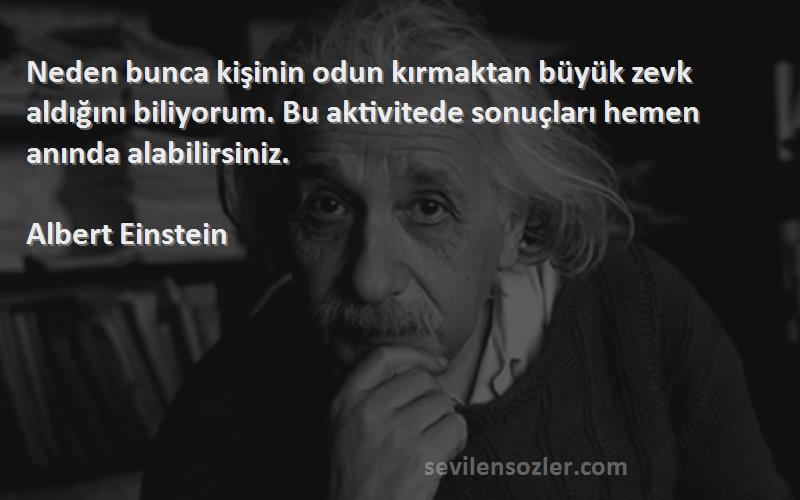 Albert Einstein Sözleri 
Neden bunca kişinin odun kırmaktan büyük zevk aldığını biliyorum. Bu aktivitede sonuçları hemen anında alabilirsiniz.