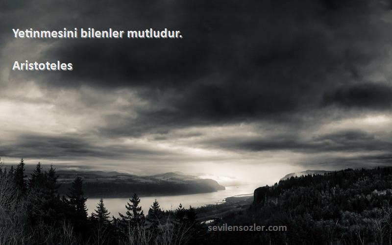 Aristoteles - Yetinmesini bilenler mutludur.