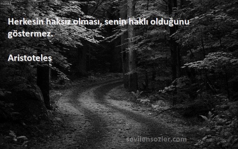 Aristoteles - Herkesin haksız olması, senin haklı olduğunu göstermez.