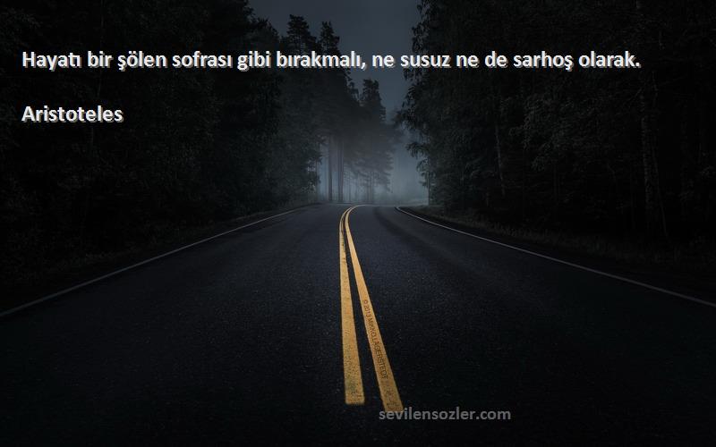 Aristoteles - Hayatı bir şölen sofrası gibi bırakmalı, ne susuz ne de sarhoş olarak.
