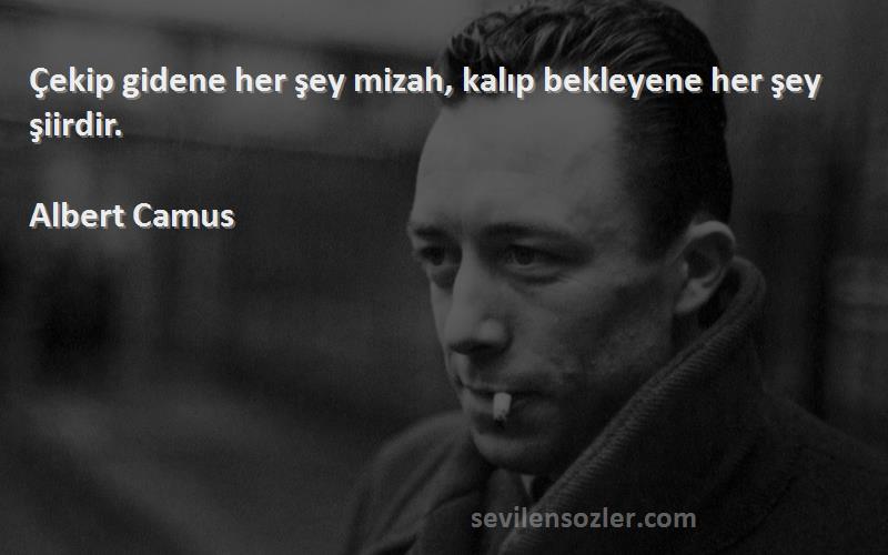 Albert Camus - Çekip gidene her şey mizah, kalıp bekleyene her şey şiirdir.