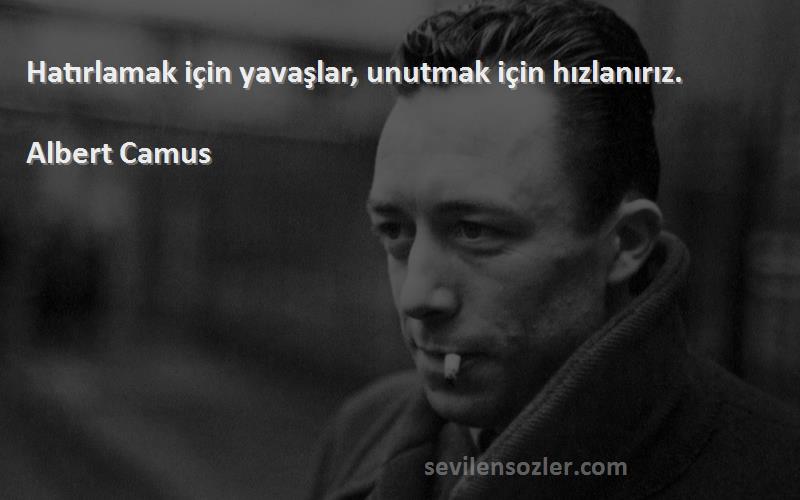 Albert Camus - Hatırlamak için yavaşlar, unutmak için hızlanırız.