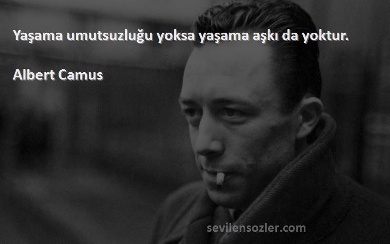 Albert Camus - Yaşama umutsuzluğu yoksa yaşama aşkı da yoktur.
