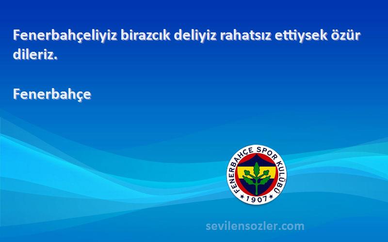 Fenerbahçe - Fenerbahçeliyiz birazcık deliyiz rahatsız ettiysek özür dileriz.