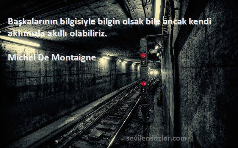 Michel De Montaigne Sözleri 
Başkalarının bilgisiyle bilgin olsak bile ancak kendi aklımızla akıllı olabiliriz.