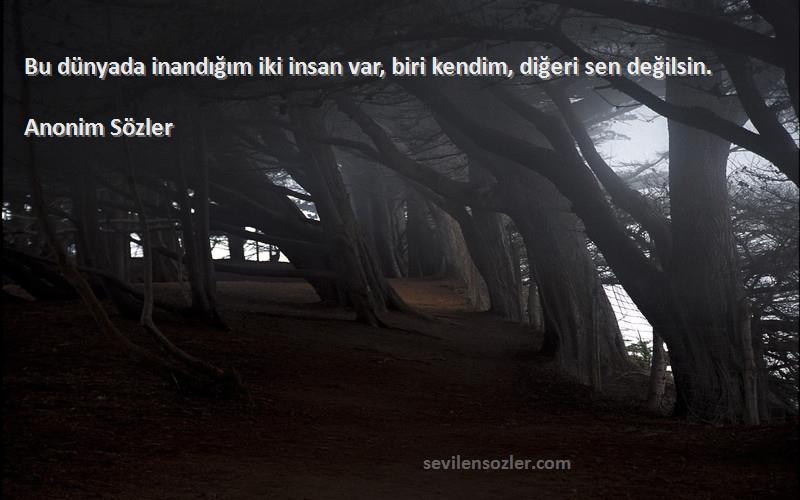 Anonim Sözler - Bu dünyada inandığım iki insan var, biri kendim, diğeri sen değilsin.