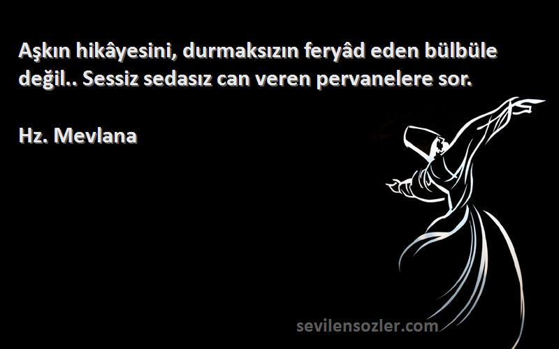 Hz. Mevlana - Aşkın hikâyesini, durmaksızın feryâd eden bülbüle değil.. Sessiz sedasız can veren pervanelere sor.