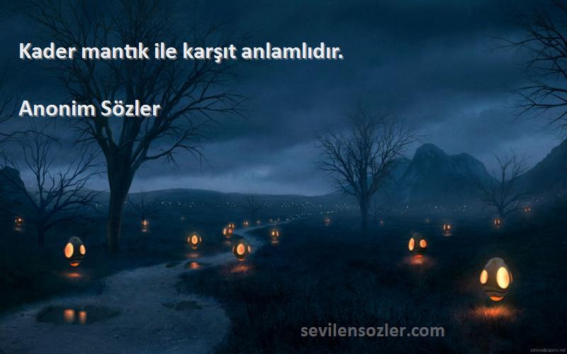 Anonim Sözler - Kader mantık ile karşıt anlamlıdır.