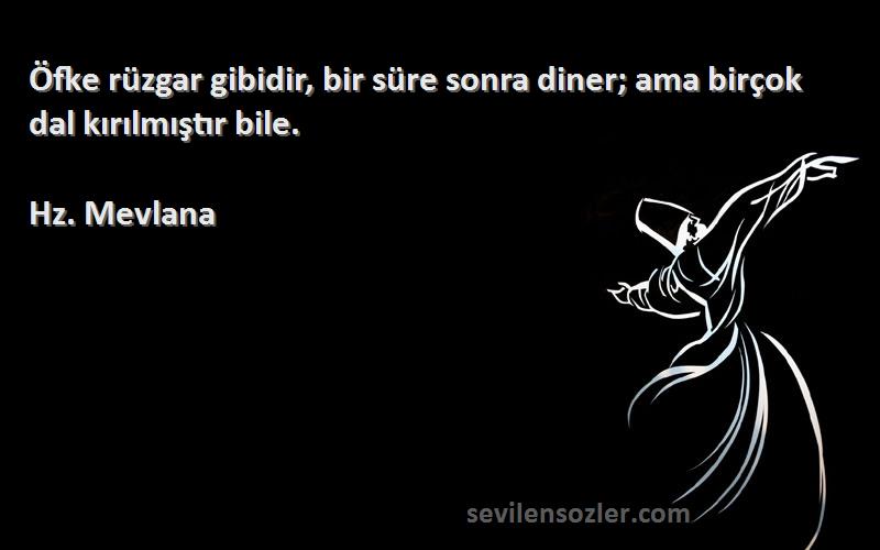 Hz. Mevlana - Öfke rüzgar gibidir, bir süre sonra diner; ama birçok dal kırılmıştır bile.