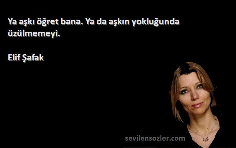 Elif Şafak - Ya aşkı öğret bana. Ya da aşkın yokluğunda üzülmemeyi.
