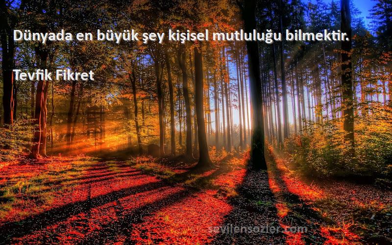 Tevfik Fikret - Dünyada en büyük şey kişisel mutluluğu bilmektir.
