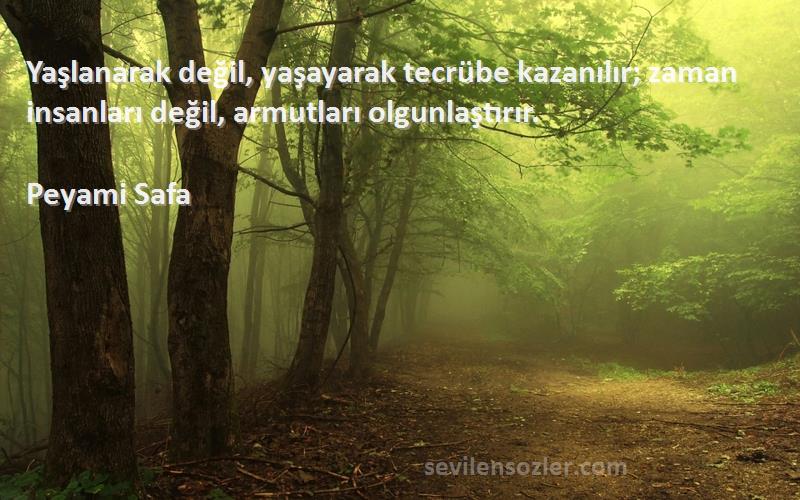 Peyami Safa - Yaşlanarak değil, yaşayarak tecrübe kazanılır; zaman insanları değil, armutları olgunlaştırır.