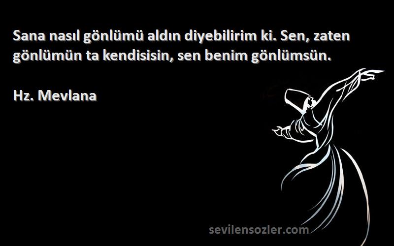 Hz. Mevlana - Sana nasıl gönlümü aldın diyebilirim ki. Sen, zaten gönlümün ta kendisisin, sen benim gönlümsün.