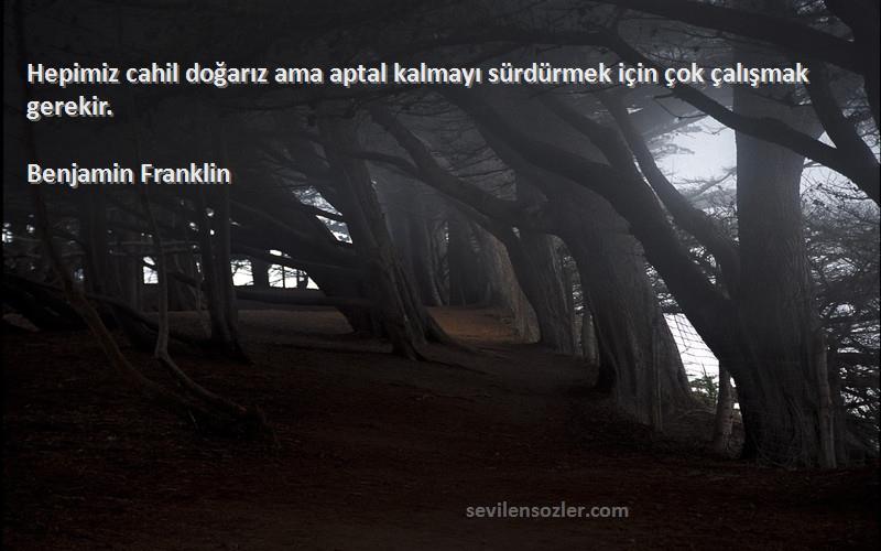 Benjamin Franklin - Hepimiz cahil doğarız ama aptal kalmayı sürdürmek için çok çalışmak gerekir.