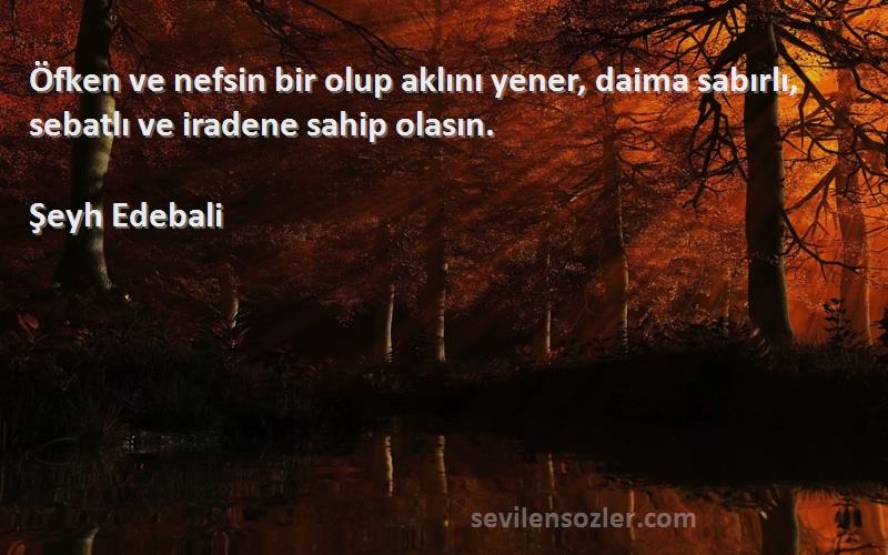 Şeyh Edebali - Öfken ve nefsin bir olup aklını yener, daima sabırlı, sebatlı ve iradene sahip olasın.
