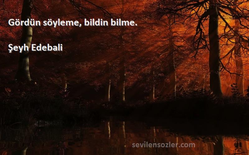 Şeyh Edebali Sözleri 
Gördün söyleme, bildin bilme.