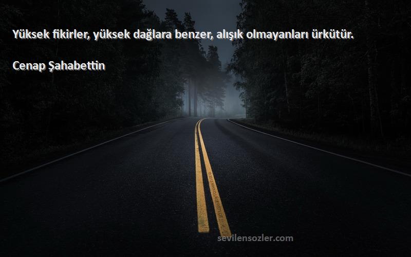 Cenap Şahabettin - Yüksek fikirler, yüksek dağlara benzer, alışık olmayanları ürkütür.