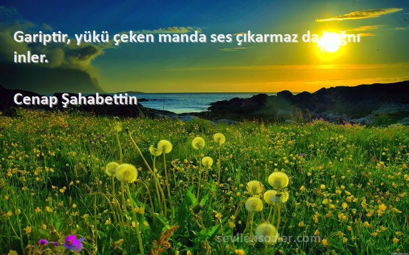 Cenap Şahabettin - Gariptir, yükü çeken manda ses çıkarmaz da kağnı inler.