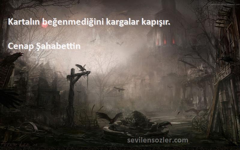 Cenap Şahabettin Sözleri 
Kartalın beğenmediğini kargalar kapışır.