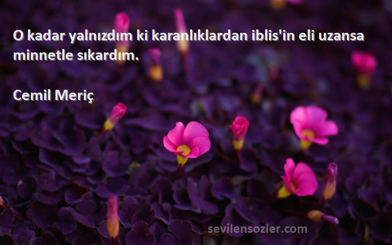 Cemil Meriç - O kadar yalnızdım ki karanlıklardan iblis'in eli uzansa minnetle sıkardım.