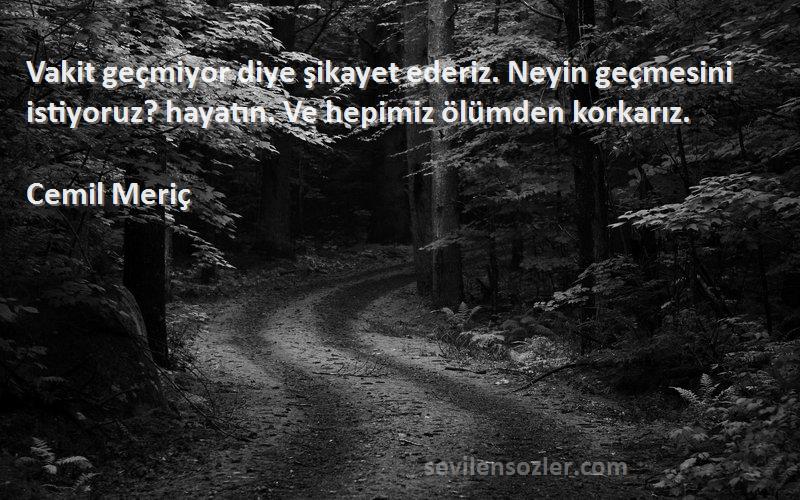 Cemil Meriç - Vakit geçmiyor diye şikayet ederiz. Neyin geçmesini istiyoruz? hayatın. Ve hepimiz ölümden korkarız....