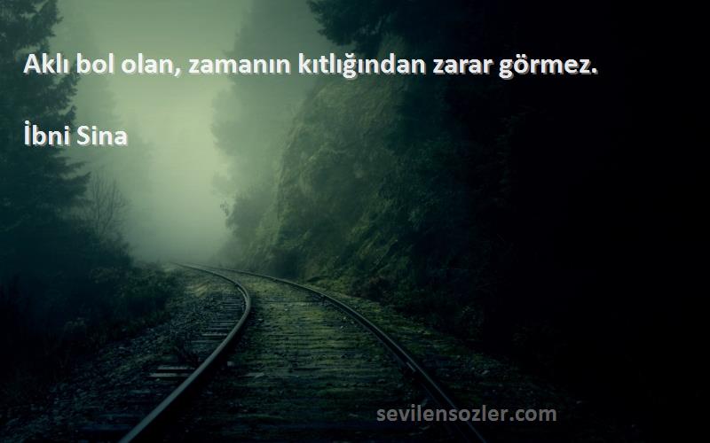 İbni Sina Sözleri 
Aklı bol olan, zamanın kıtlığından zarar görmez.
