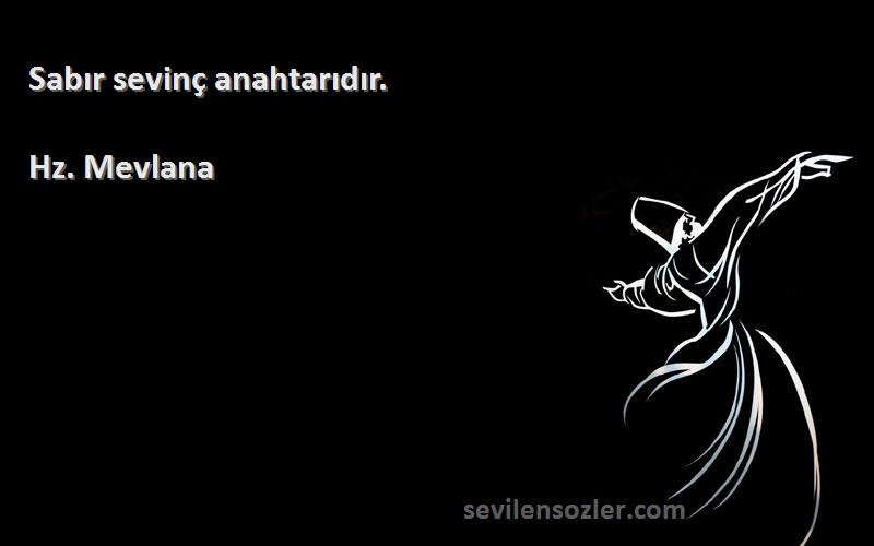 Hz. Mevlana - Sabır sevinç anahtarıdır.