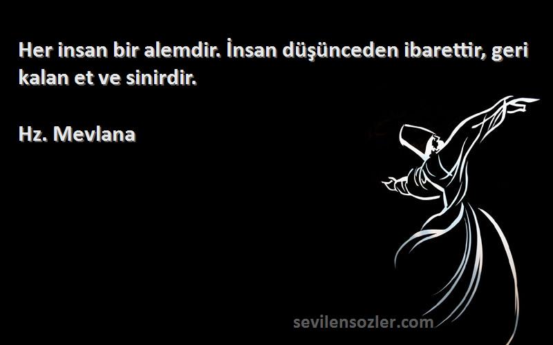 Hz. Mevlana - Her insan bir alemdir. İnsan düşünceden ibarettir, geri kalan et ve sinirdir.