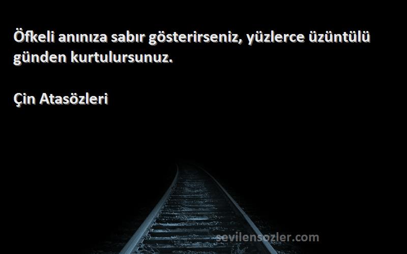 Çin Atasözleri - Öfkeli anınıza sabır gösterirseniz, yüzlerce üzüntülü günden kurtulursunuz.