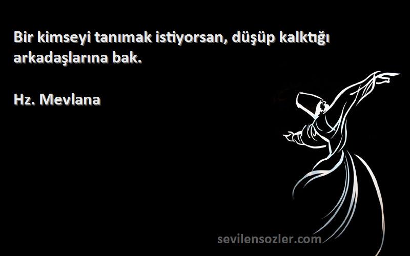 Hz. Mevlana - Bir kimseyi tanımak istiyorsan, düşüp kalktığı arkadaşlarına bak.