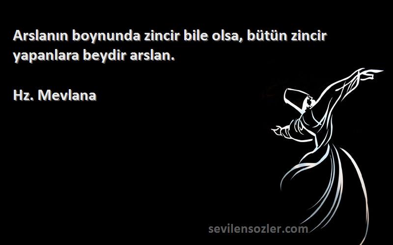 Hz. Mevlana - Arslanın boynunda zincir bile olsa, bütün zincir yapanlara beydir arslan.