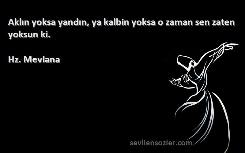 Hz. Mevlana - Aklın yoksa yandın, ya kalbin yoksa o zaman sen zaten yoksun ki.