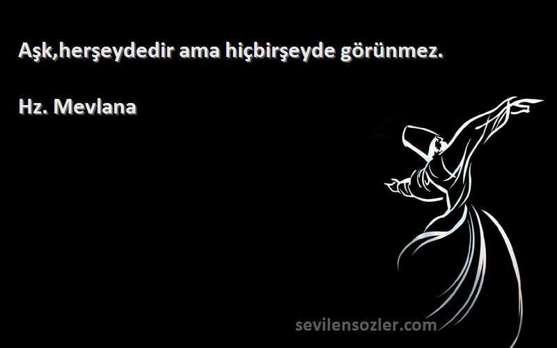 Hz. Mevlana - Aşk,herşeydedir ama hiçbirşeyde görünmez.