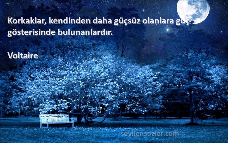 Voltaire - Korkaklar, kendinden daha güçsüz olanlara güç gösterisinde bulunanlardır.