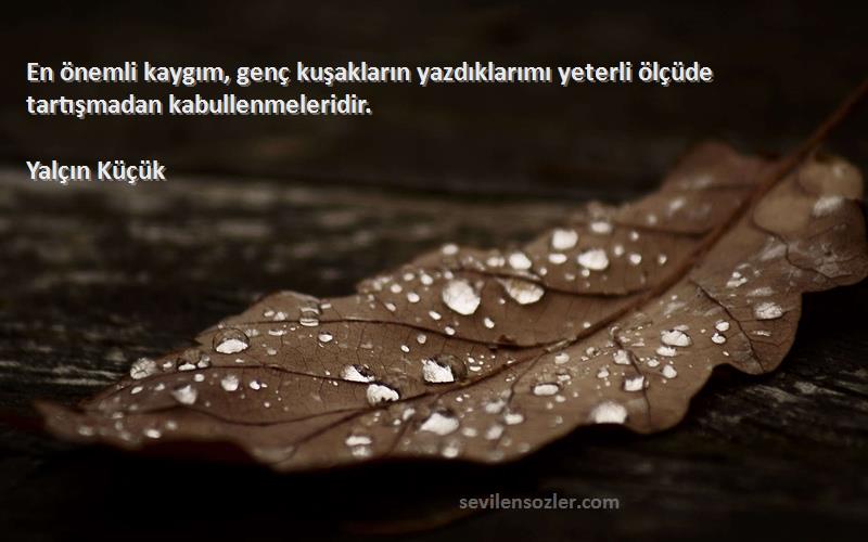 Yalçın Küçük - En önemli kaygım, genç kuşakların yazdıklarımı yeterli ölçüde tartışmadan kabullenmeleridir.