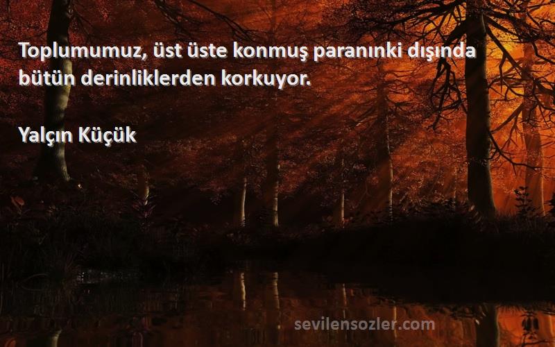 Yalçın Küçük - Toplumumuz, üst üste konmuş paranınki dışında bütün derinliklerden korkuyor.