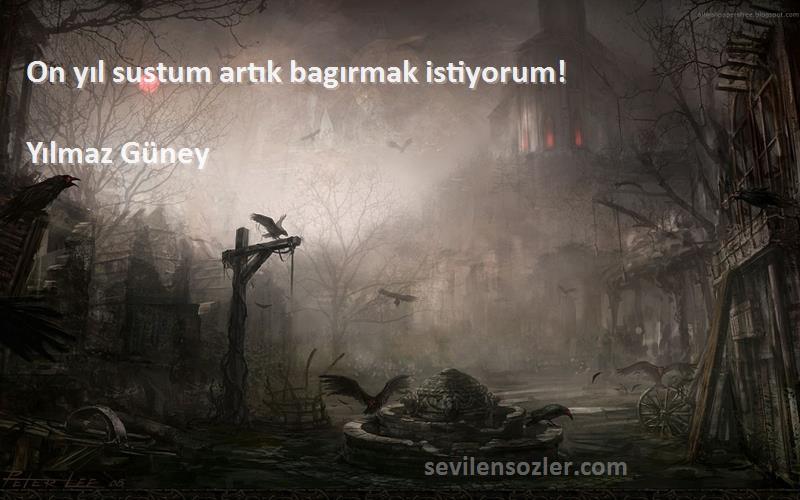 Yılmaz Güney Sözleri 
On yıl sustum artık bagırmak istiyorum!