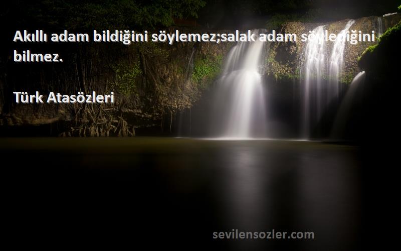 Türk Atasözleri - Akıllı adam bildiğini söylemez;salak adam söylediğini bilmez.