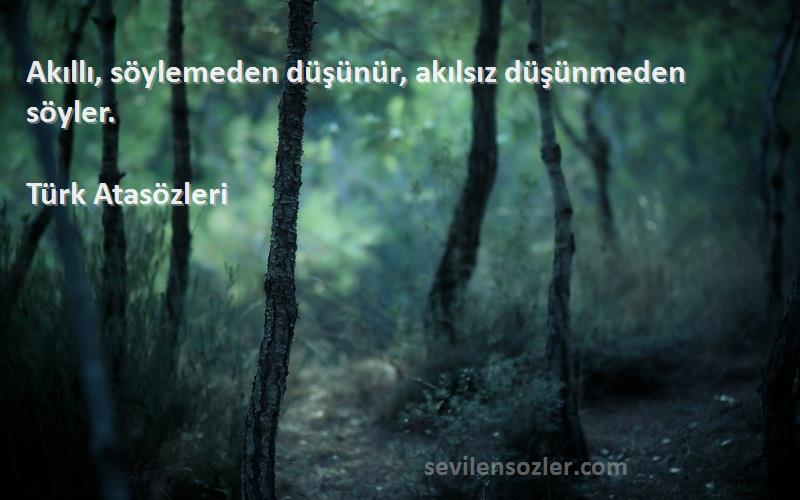 Türk Atasözleri - Akıllı, söylemeden düşünür, akılsız düşünmeden söyler.