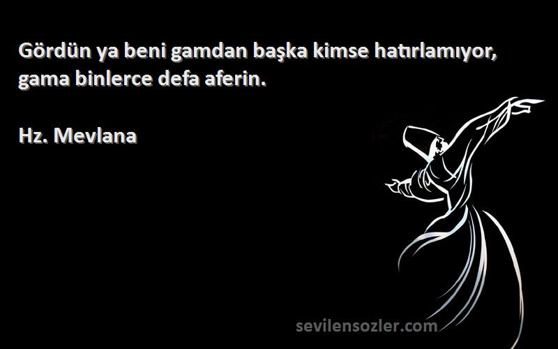 Hz. Mevlana - Gördün ya beni gamdan başka kimse hatırlamıyor, gama binlerce defa aferin.