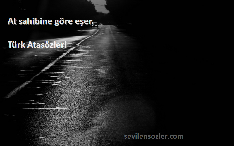 Türk Atasözleri - At sahibine göre eşer.