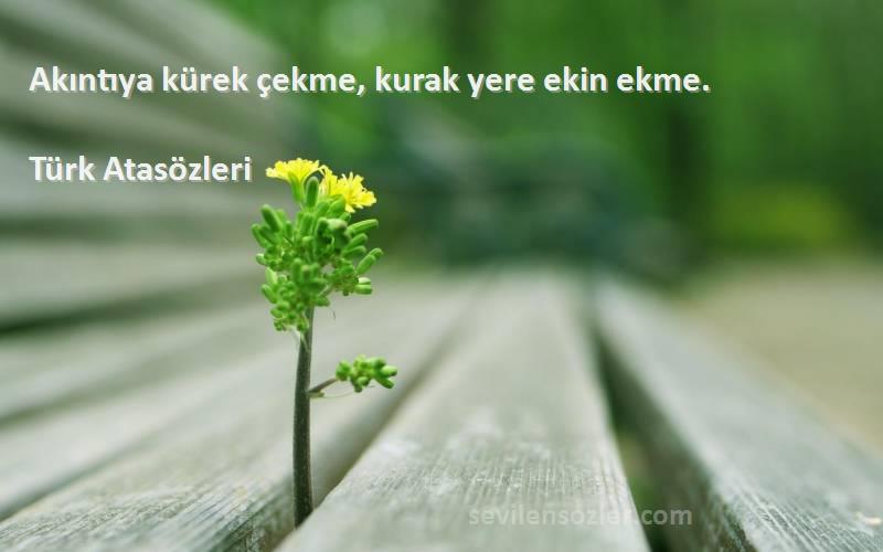 Türk Atasözleri - Akıntıya kürek çekme, kurak yere ekin ekme.