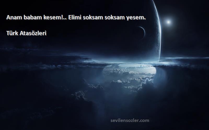 Türk Atasözleri - Anam babam kesem!.. Elimi soksam soksam yesem.