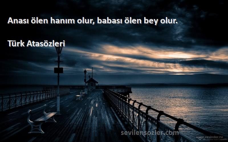 Türk Atasözleri - Anası ölen hanım olur, babası ölen bey olur.